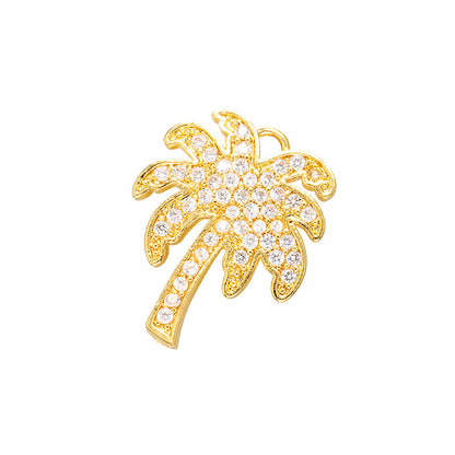 10pcs/lot CZ Paved Coconut Tree Charms Clear in Gold CZ Paved Charms Charms Beads Beyond