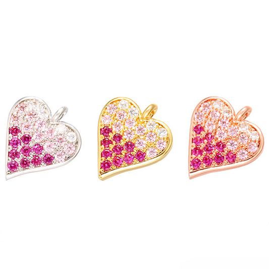 20pcs/lot 12*12mm CZ Paved Heart Charms Mix Color CZ Paved Charms Hearts Charms Beads Beyond