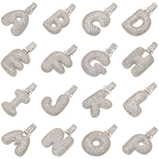 10-26pcs/lot 20*29mm CZ Paved Initial Letter Alphabet Charms-Silver Set CZ Paved Charms Initials & Numbers Charms Beads Beyond