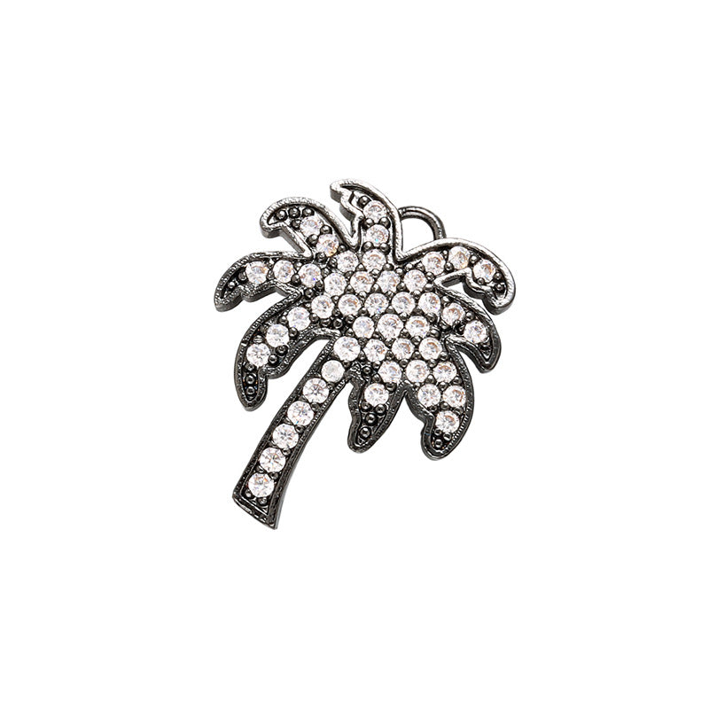 10pcs/lot CZ Paved Coconut Tree Charms Clear in Black CZ Paved Charms Charms Beads Beyond