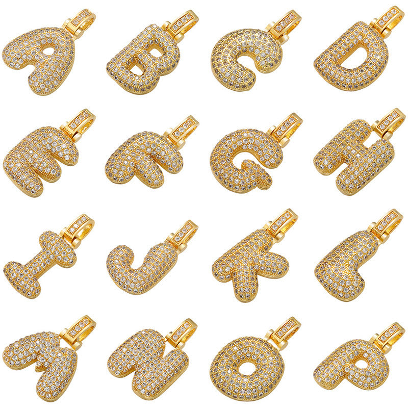 10-26pcs/lot 20*29mm CZ Paved Initial Letter Alphabet Charms-Gold Set CZ Paved Charms Initials & Numbers Charms Beads Beyond