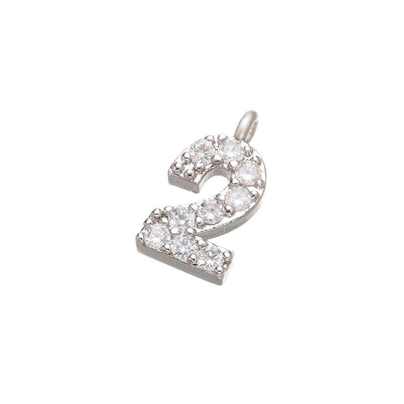 10pcs/lot 10*5.2mm Small Size CZ Paved Number Charms CZ Paved Charms Initials & Numbers Charms Beads Beyond