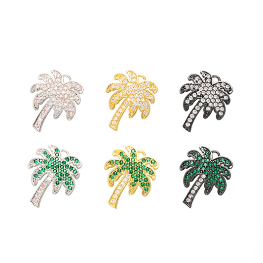 10pcs/lot CZ Paved Coconut Tree Charms Mix Color CZ Paved Charms Charms Beads Beyond