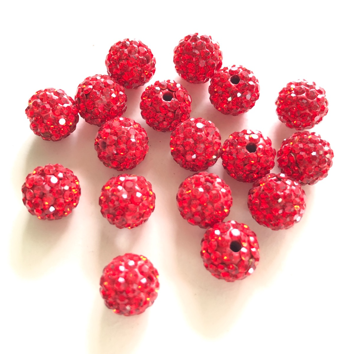 50-100pcs/lot 10mm Red Rhinestone Clay Disco Ball Beads Clay Beads Charms Beads Beyond