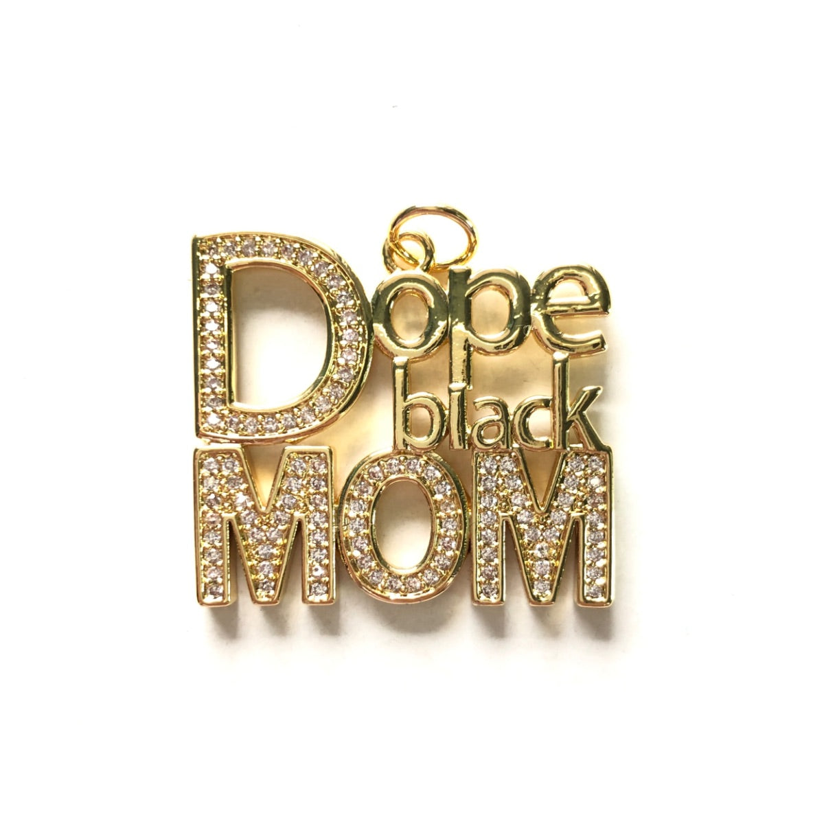 10pcs/lot CZ Pave Dope Black Mom Word Charms-Mother's Day Gold CZ Paved Charms Mother's Day New Charms Arrivals Charms Beads Beyond