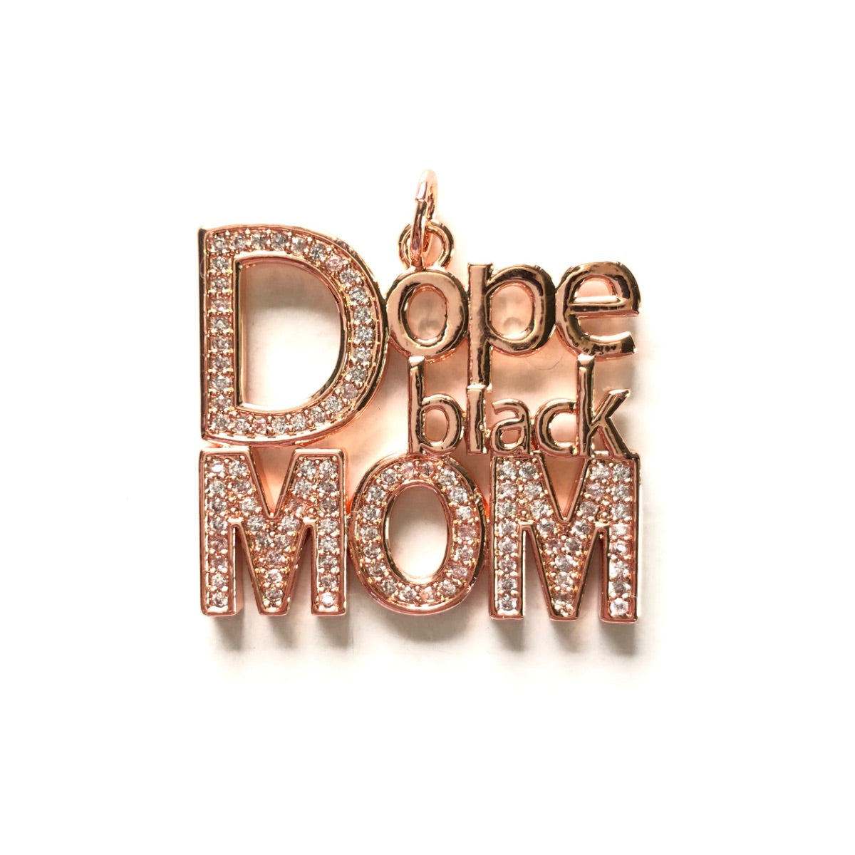 10pcs/lot CZ Pave Dope Black Mom Word Charms-Mother's Day Rose Gold CZ Paved Charms Mother's Day New Charms Arrivals Charms Beads Beyond