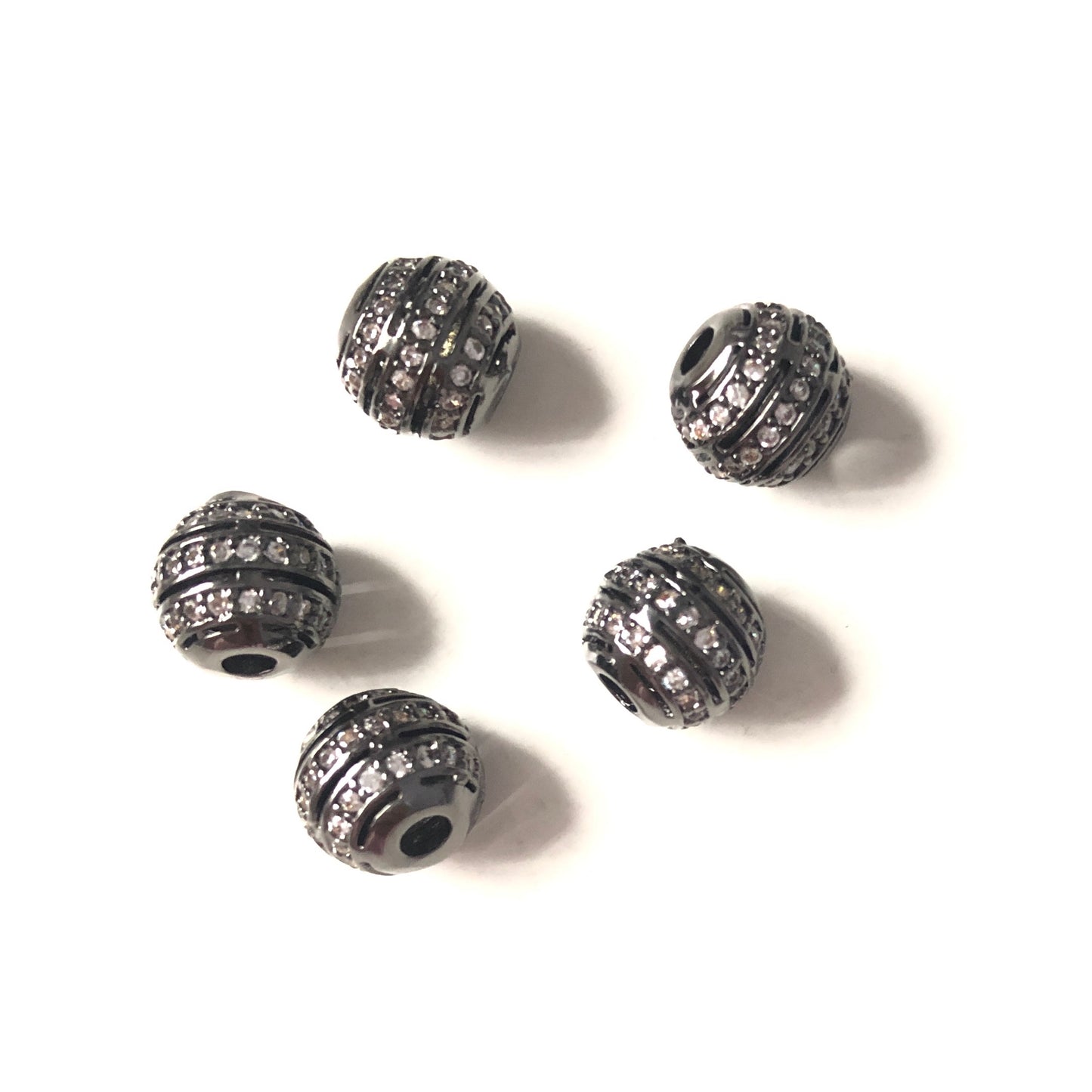 20pcs/lot 8mm CZ Paved Hollow Round Ball Spacers Black CZ Paved Spacers 8mm Beads Ball Beads Charms Beads Beyond