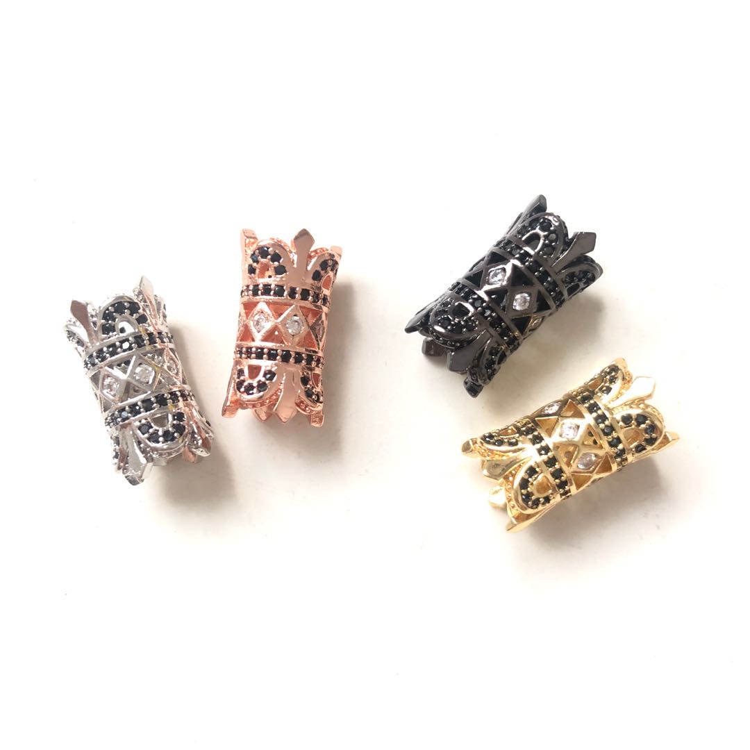 50pcs/lot Black CZ Hollow Flower Tube Spacers Mix Color Wholesale Charms Beads Beyond
