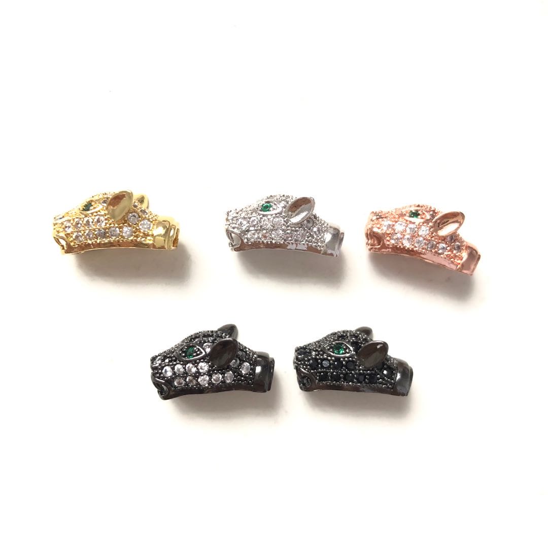 10pcs/lot 15 *10mm Clear CZ Paved Panther Spacers Mix Color CZ Paved Spacers Animal Spacers Charms Beads Beyond