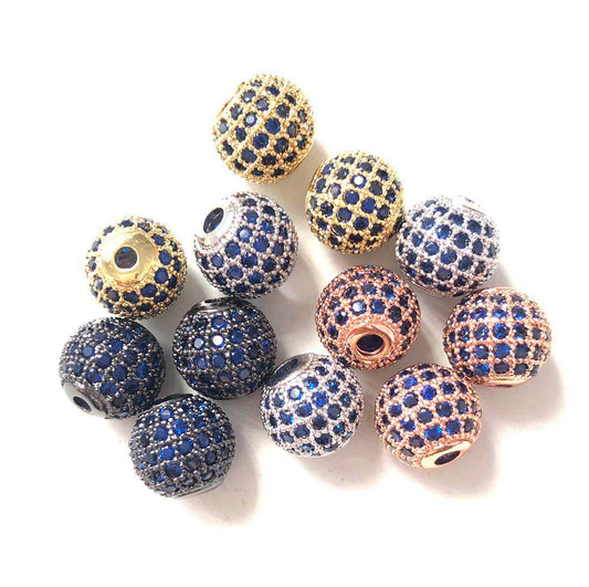 10pcs/lot 10mm Blue CZ Paved Ball Spacers Mix Color CZ Paved Spacers 10mm Beads Ball Beads Colorful Zirconia Charms Beads Beyond