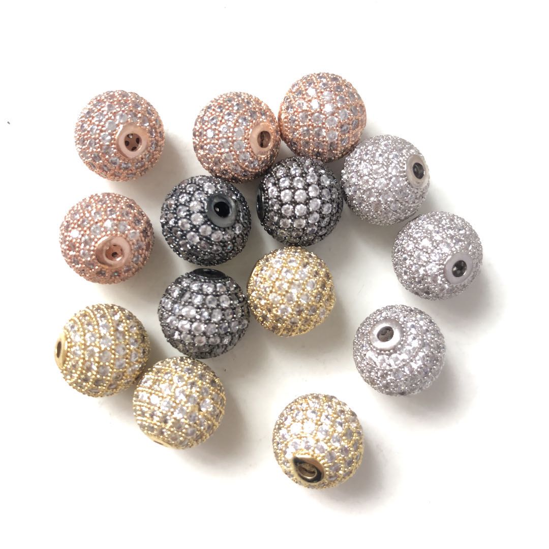 50pcs/lot 12mm Clear CZ Paved Ball Spacers Mix Colors Wholesale 12mm Beads Charms Beads Beyond