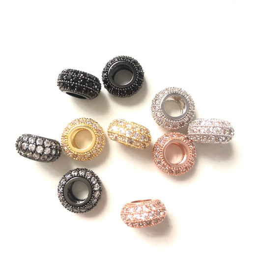 10-20-50pcs/lot 11*6.2mm CZ Wheel Rondelle Spacers Mix Colors CZ Paved Spacers Rondelle Beads Wholesale Charms Beads Beyond