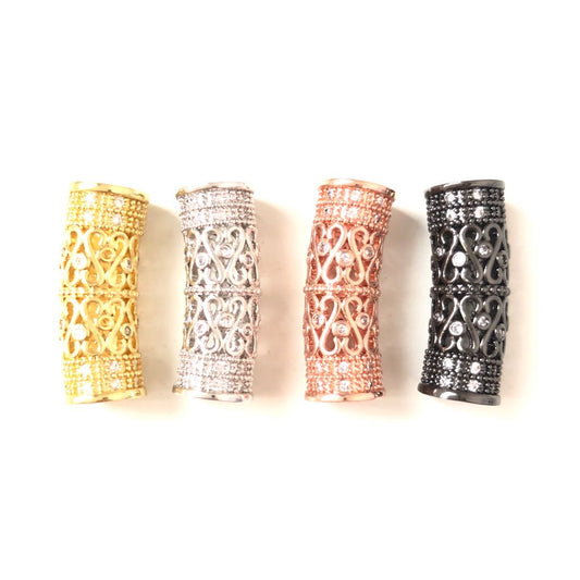 10pcs/lot 24.7*9.3mm CZ Paved Hollow Long Tube Bar Spacers Mix Color CZ Paved Spacers Tube Bar Centerpieces Charms Beads Beyond