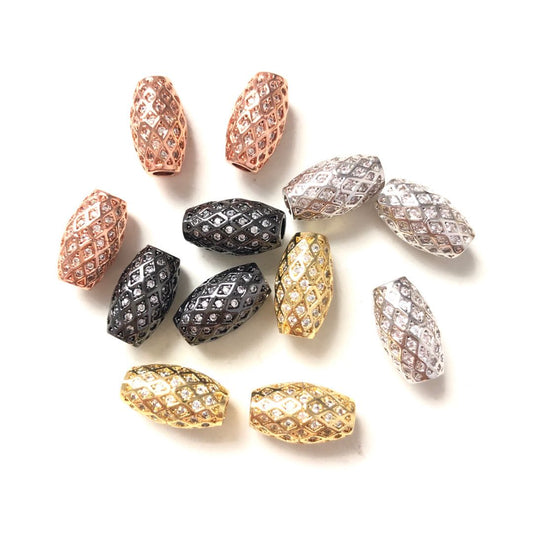 10pcs/lot 14*8.2mm CZ Paved Oliver Centerpiece Spacers Mix Color CZ Paved Spacers Oval Spacers Charms Beads Beyond