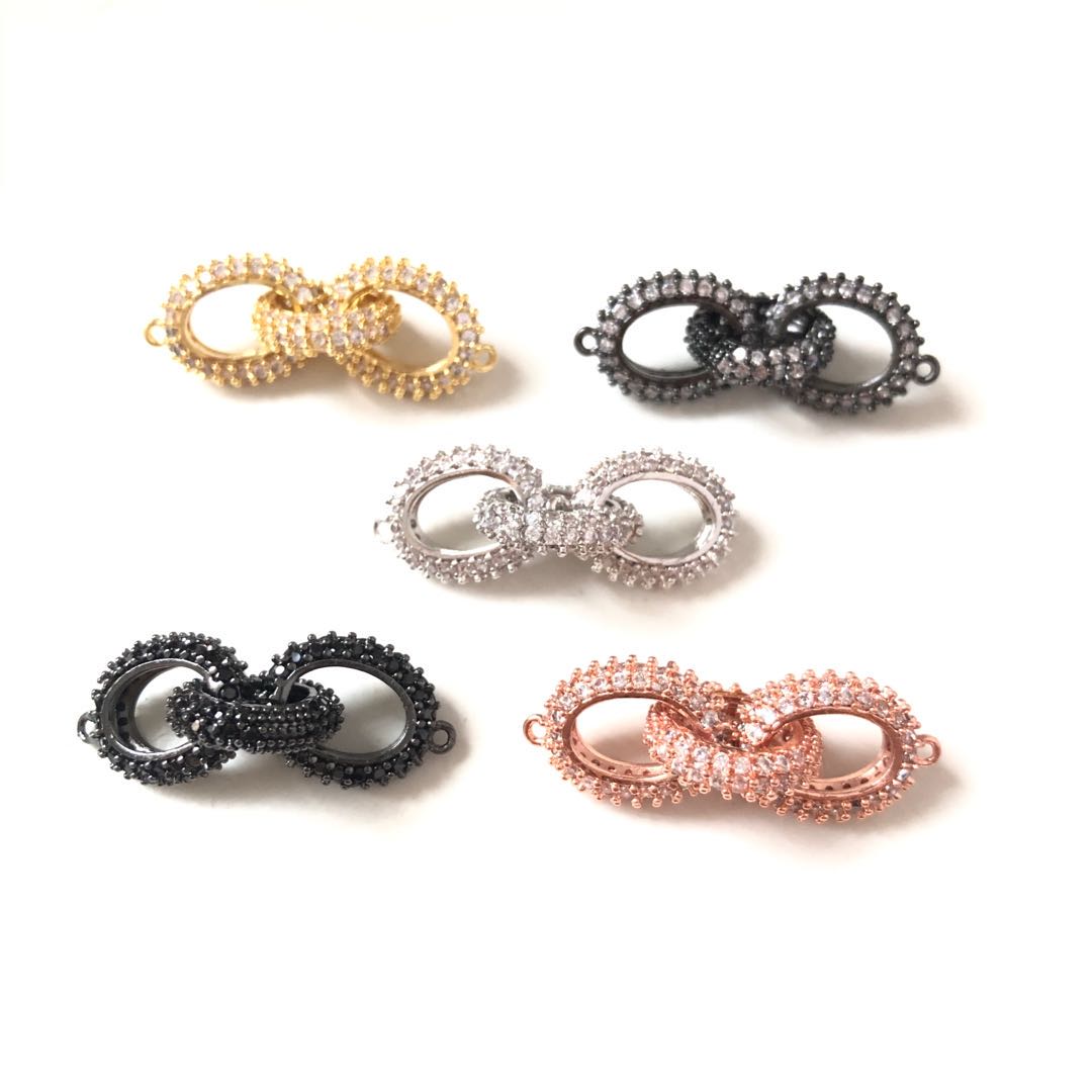 5pcs-10pcslot 31.5*12mm CZ Paved 3-Circle Chain Connectors Mix Colors CZ Paved Connectors Chain Charms Beads Beyond