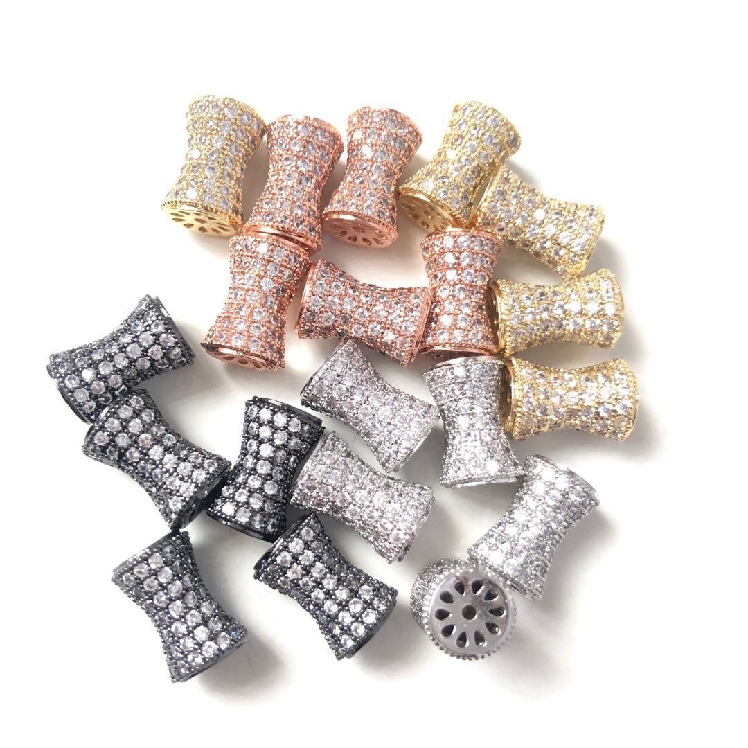 10-20pcs/lot 13.6*9.5mm CZ Paved Hourglass Spacers CZ Paved Spacers Hourglass Beads Charms Beads Beyond