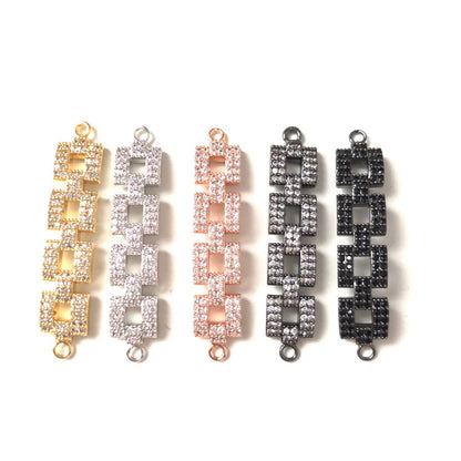 10pcs/lot 34*8mm CZ Paved Chain Connectors Mix Color CZ Paved Connectors Chain Charms Beads Beyond