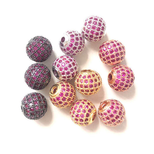 10pcs/lot 10mm Fuchsia CZ Paved Ball Spacers Mix Color CZ Paved Spacers 10mm Beads Ball Beads Colorful Zirconia Charms Beads Beyond