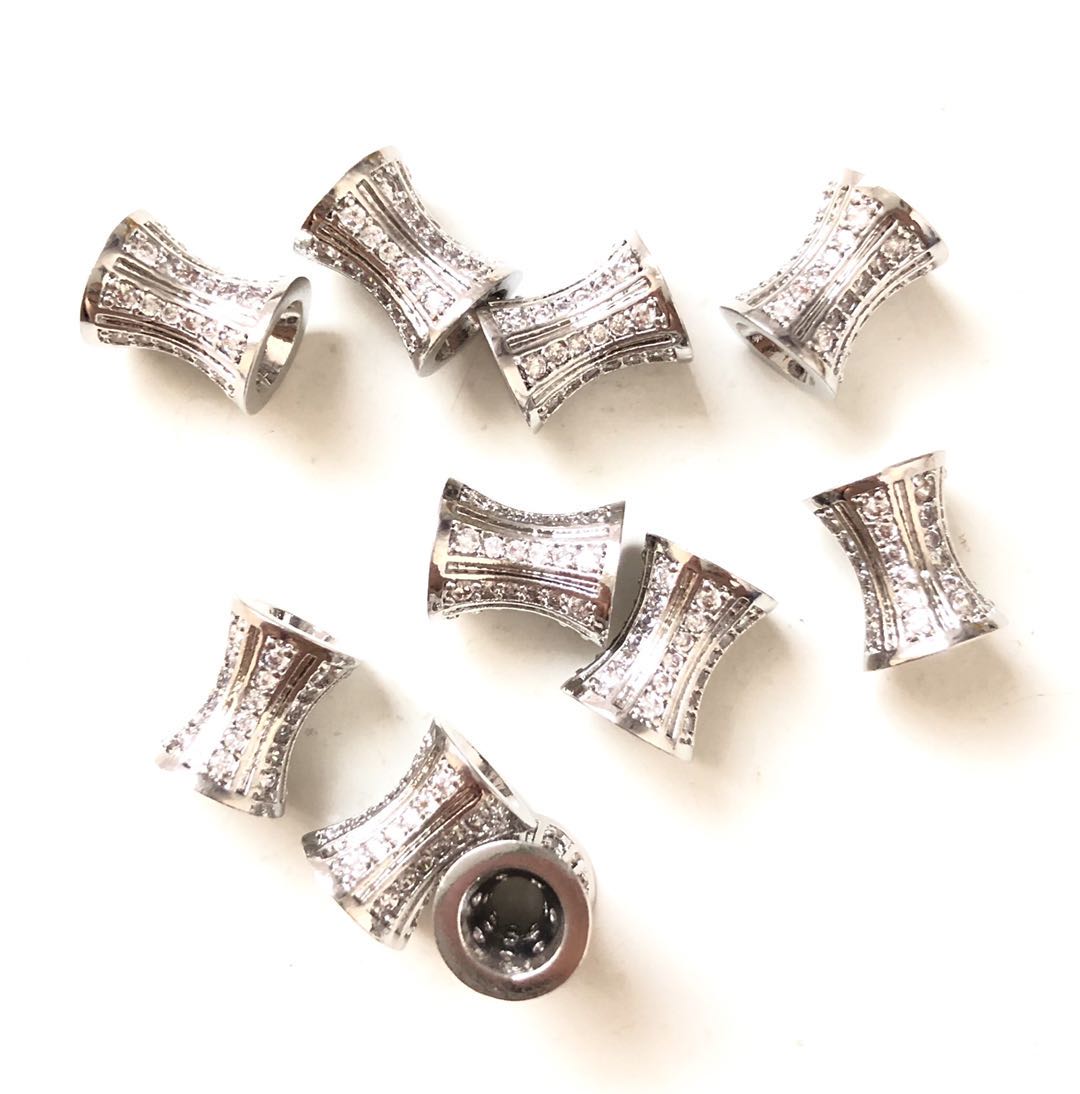 20pcs/lot 10*8mm CZ Paved Hourglass Spacers Silver CZ Paved Spacers Hourglass Beads Charms Beads Beyond
