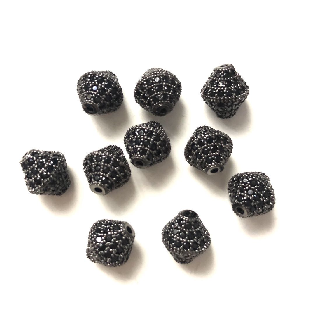 20pcs/lot 10.6*9.4mm CZ Paved Cone Rondelle Spacers Black on Black CZ Paved Spacers Rondelle Beads Charms Beads Beyond