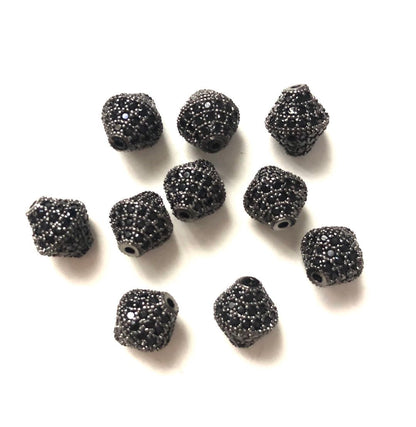 20pcs/lot 10.6*9.4mm CZ Paved Cone Rondelle Spacers Black on Black CZ Paved Spacers Rondelle Beads Charms Beads Beyond