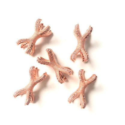 20pcs/lot CZ Paved Claw Spacers Rose Gold CZ Paved Spacers Charms Beads Beyond