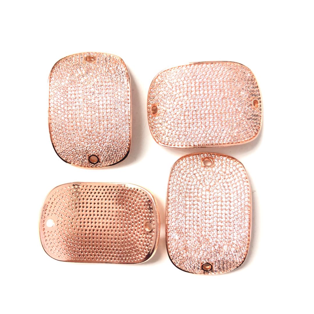 5pcs/lot 39.7*27mm CZ Paved Big Curve Oval Connectors Rose Gold CZ Paved Connectors Charms Beads Beyond