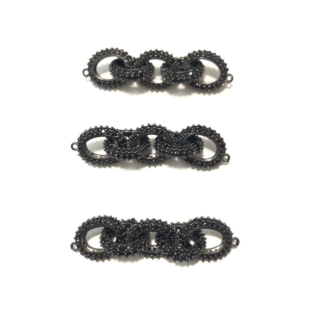 5-10pcs/lot 45*12mm CZ Paved 5-Circle Chain Connectors Black on Black CZ Paved Connectors Chain Charms Beads Beyond