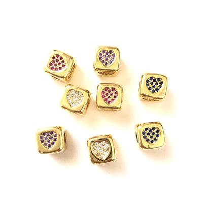 8.8*8.6mm CZ Paved Heart Cubic Spacers CZ Paved Spacers Cubic Beads Charms Beads Beyond