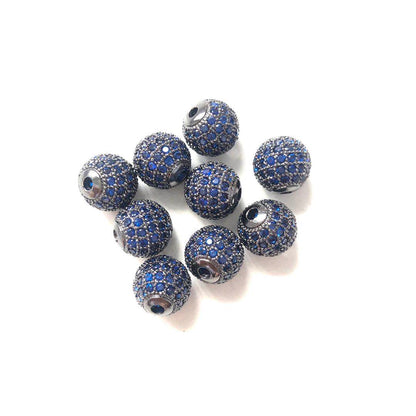 10pcs/lot 10mm Blue CZ Paved Ball Spacers Black CZ Paved Spacers 10mm Beads Ball Beads Colorful Zirconia Charms Beads Beyond