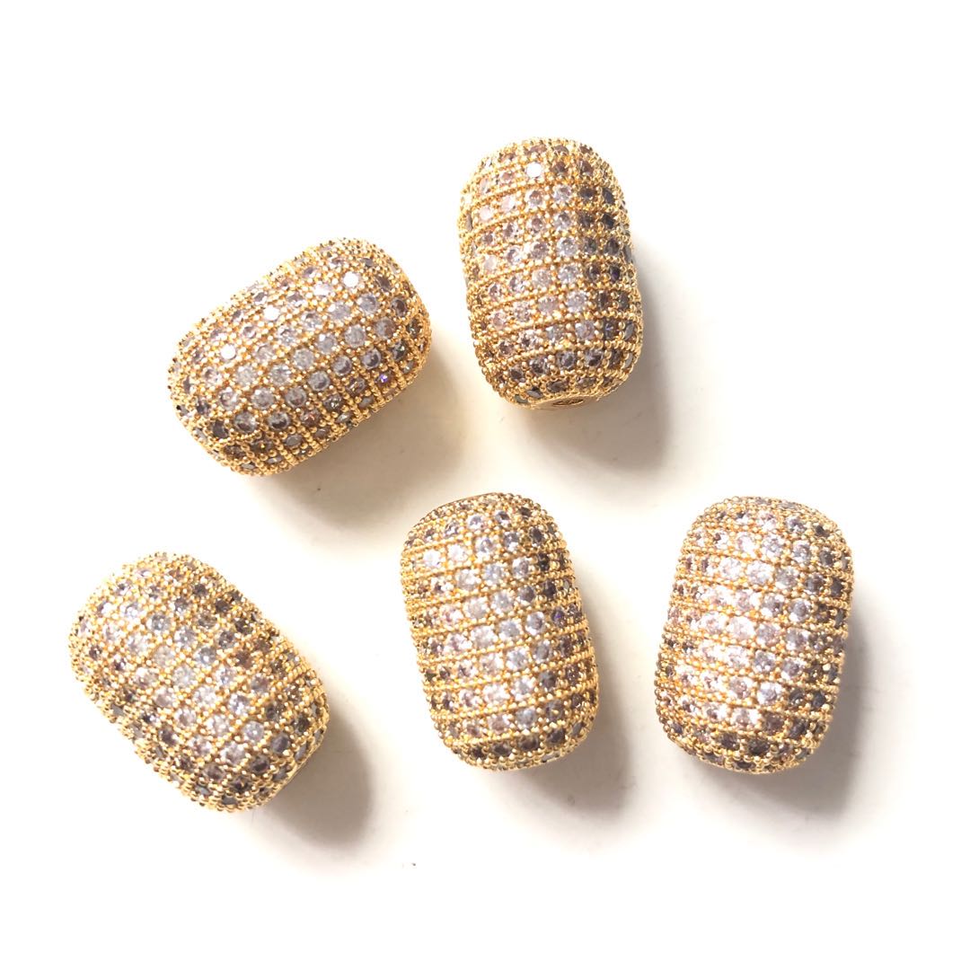 10pcs/lot 18*12mm Clear CZ Paved Oval Centerpiece Spacers Gold CZ Paved Spacers Oval Spacers Charms Beads Beyond