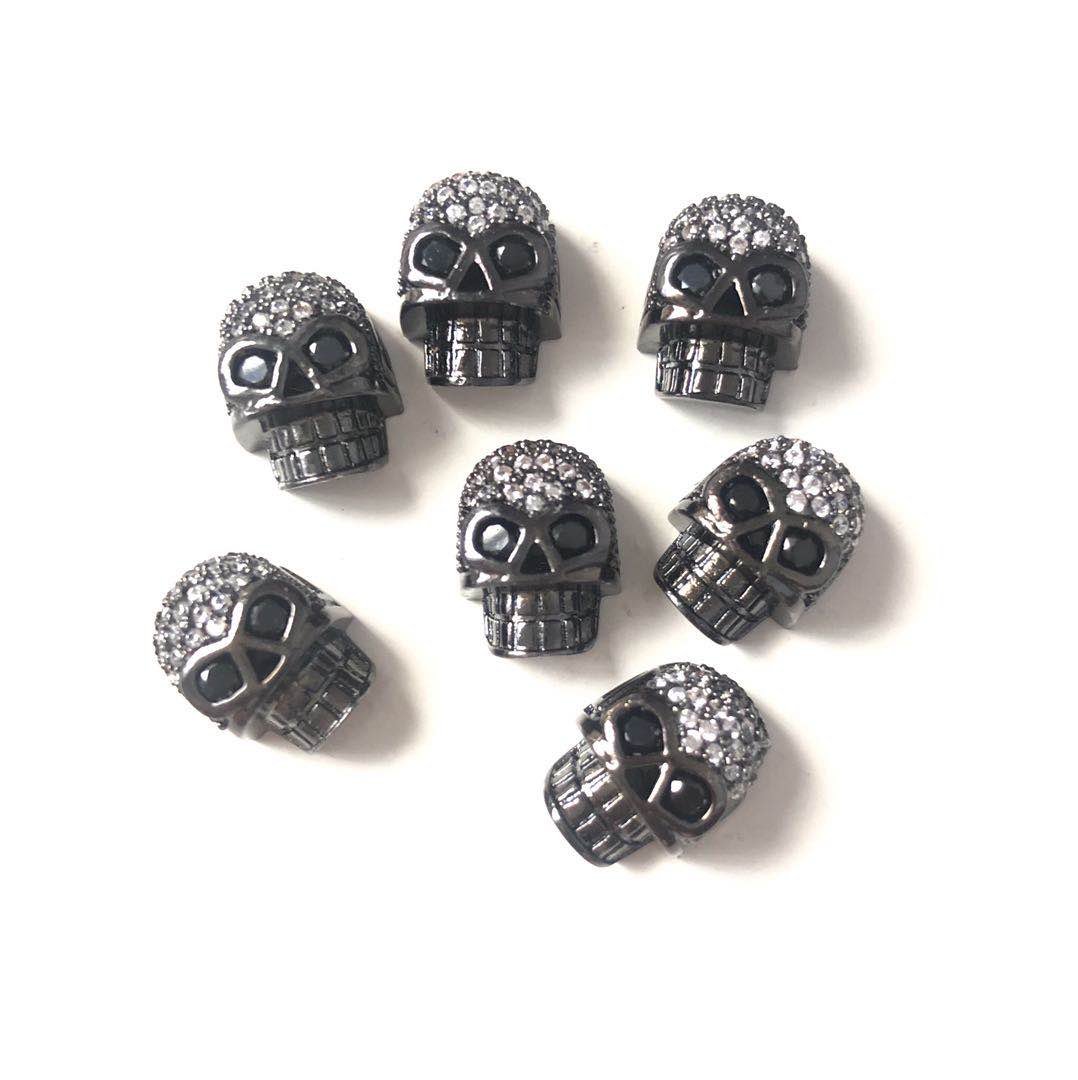 20pcs/lot CZ Paved Skull Head Centerpiece Spacers Black CZ Paved Spacers Skull Spacers Charms Beads Beyond