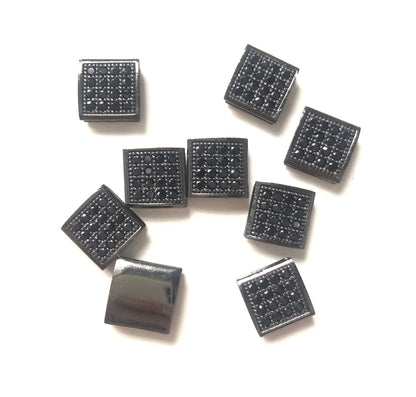 20pcs/lot 8.6*8.6mm CZ Paved Square Rondelle Spacers Black on Black CZ Paved Spacers Rondelle Beads Charms Beads Beyond