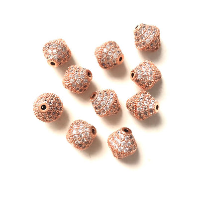 20pcs/lot 10.6*9.4mm CZ Paved Cone Rondelle Spacers Rose Gold CZ Paved Spacers Rondelle Beads Charms Beads Beyond