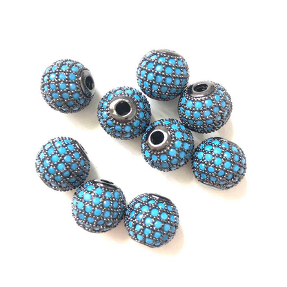 10pcs/lot 10mm Turquoise CZ Paved Ball Spacers Black CZ Paved Spacers 10mm Beads Ball Beads Colorful Zirconia Charms Beads Beyond