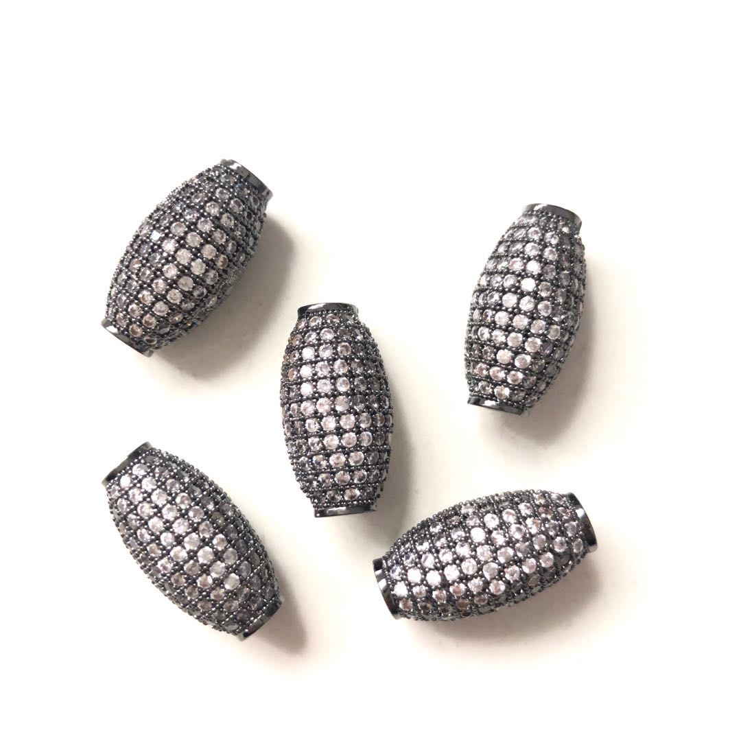 10pcs/lot 20*10mm Clear CZ Paved Oliver Centerpiece Spacers Black CZ Paved Spacers Oval Spacers Charms Beads Beyond