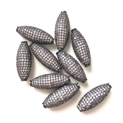 10pcs/lot 28*11mm CZ Paved Oliver Centerpiece Spacers Black CZ Paved Spacers Oval Spacers Charms Beads Beyond