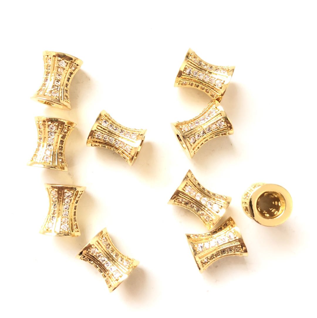 20pcs/lot 10*8mm CZ Paved Hourglass Spacers Gold CZ Paved Spacers Hourglass Beads Charms Beads Beyond