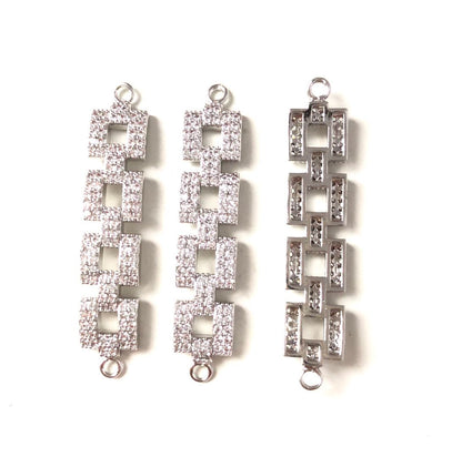 10pcs/lot 34*8mm CZ Paved Chain Connectors Silver CZ Paved Connectors Chain Charms Beads Beyond