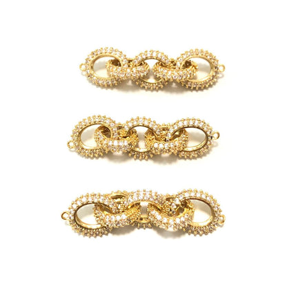 5-10pcs/lot 45*12mm CZ Paved 5-Circle Chain Connectors Gold CZ Paved Connectors Chain Charms Beads Beyond