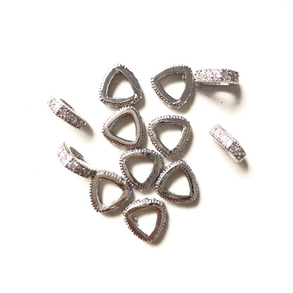 20pcs/lot 8*2.5mm CZ Paved Triangle Rondelle Spacers Silver CZ Paved Spacers Rondelle Beads Charms Beads Beyond