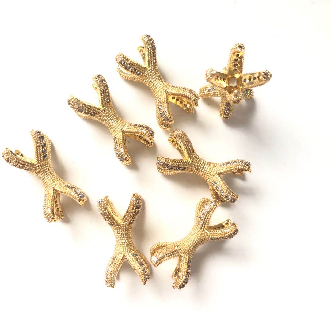 20pcs/lot CZ Paved Claw Spacers Gold CZ Paved Spacers Charms Beads Beyond