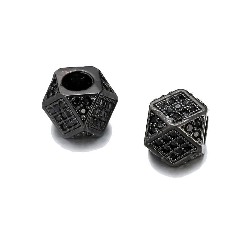 50pcs/lot Black CZ Paved Octagon Spacers Black Wholesale Charms Beads Beyond