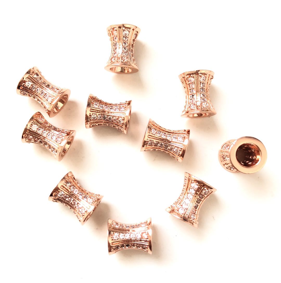 20pcs/lot 10*8mm CZ Paved Hourglass Spacers Rose Gold CZ Paved Spacers Hourglass Beads Charms Beads Beyond