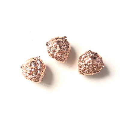 10-20pcs/lot Gold Plated Copper Lion Spacers Rose Gold CZ Paved Spacers Animal Spacers Charms Beads Beyond