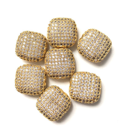 5-10pcs/lot 20*20mm Clear CZ Paved Square Centerpiece Spacers Gold CZ Paved Spacers Square Spacers Charms Beads Beyond