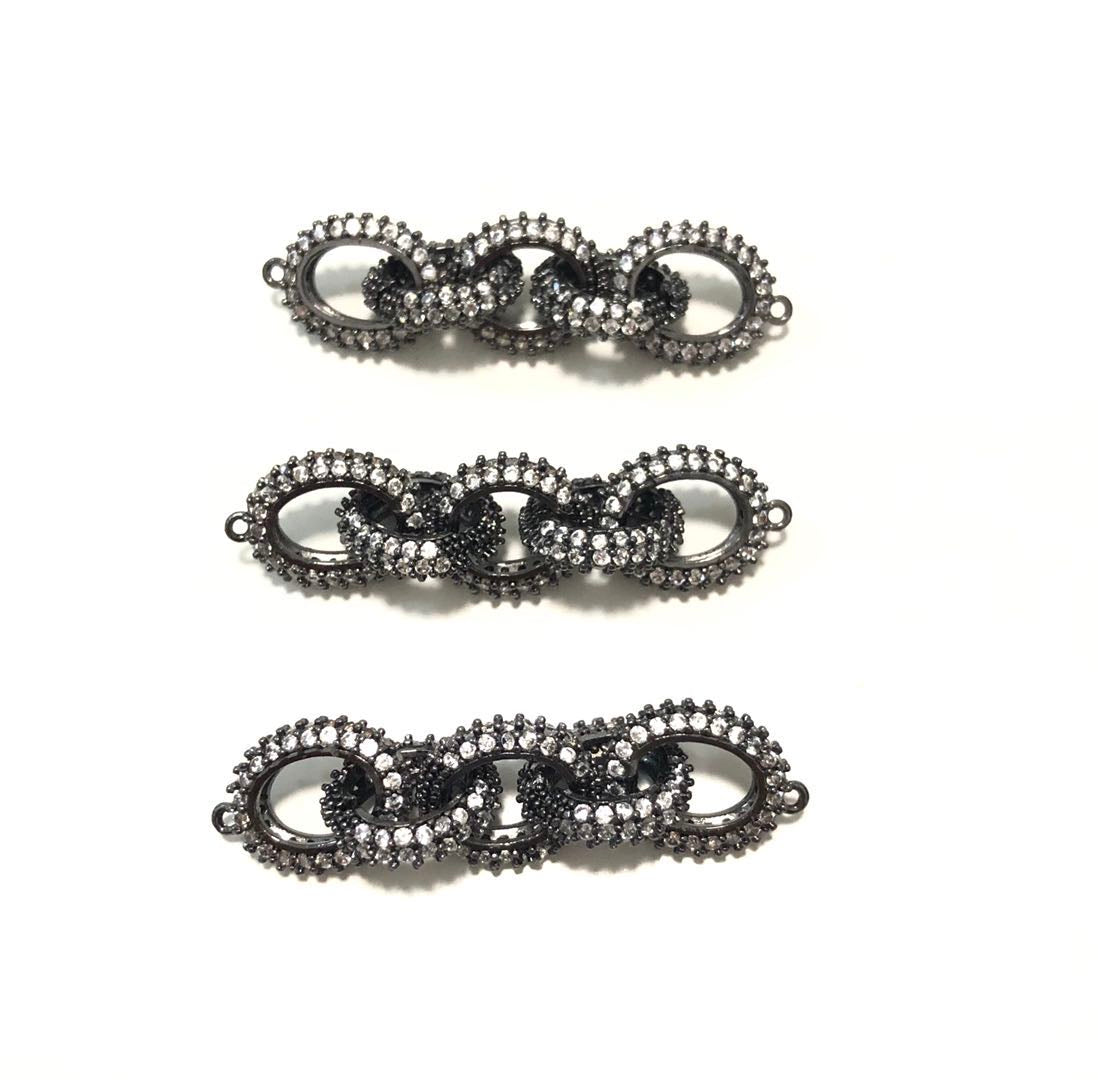 5-10pcs/lot 45*12mm CZ Paved 5-Circle Chain Connectors Black CZ Paved Connectors Chain Charms Beads Beyond