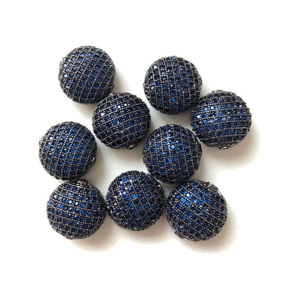 10pcs/lot 14*15mm CZ Paved Gunmetal Flat Round Centerpiece Spacers Blue CZ Paved Spacers Flat Round Spacers Charms Beads Beyond