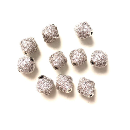 20pcs/lot 10.6*9.4mm CZ Paved Cone Rondelle Spacers Silver CZ Paved Spacers Rondelle Beads Charms Beads Beyond