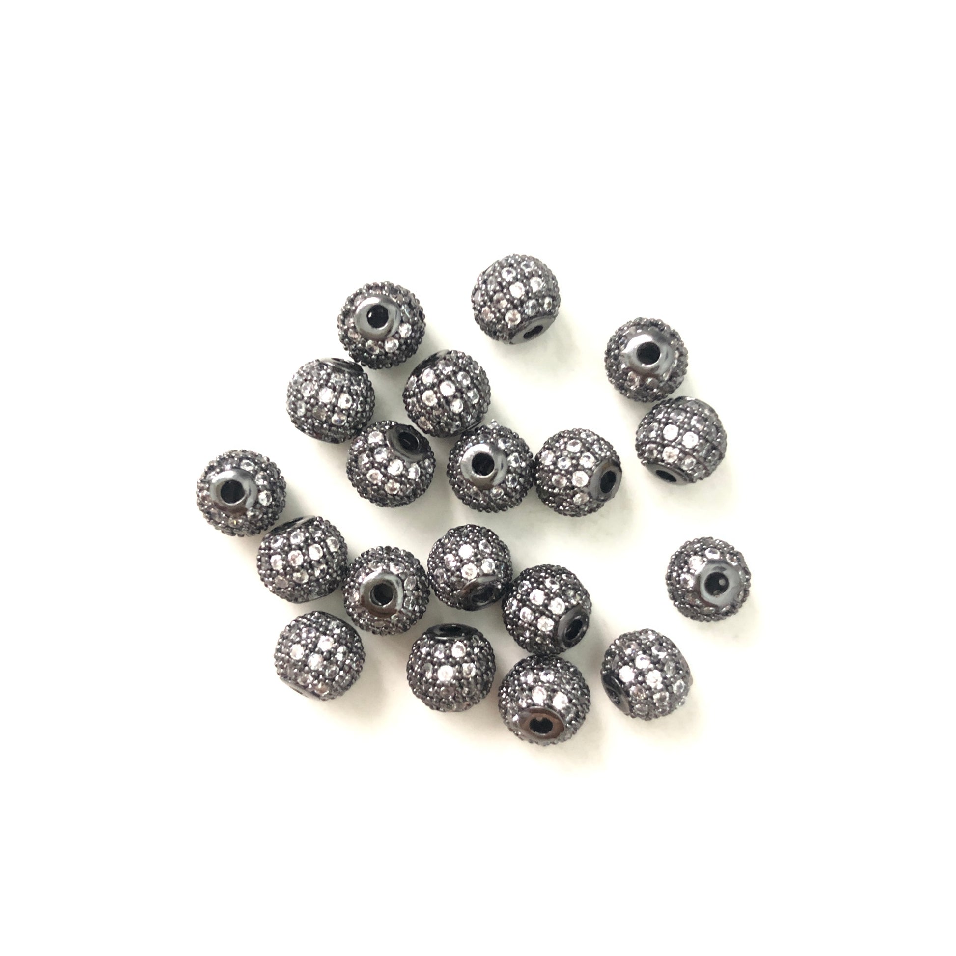 20pcs/lot 6mm Clear CZ Paved Ball Spacers Black CZ Paved Spacers 6mm Beads Ball Beads Charms Beads Beyond